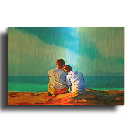 'A Day With You' By Ata Alishahi Gold Metal Wall Art