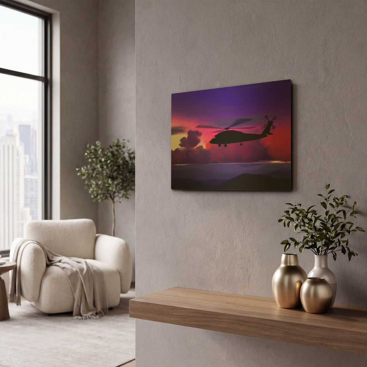 'Helicopter' By Ata Alishahi Gold Metal Wall Art