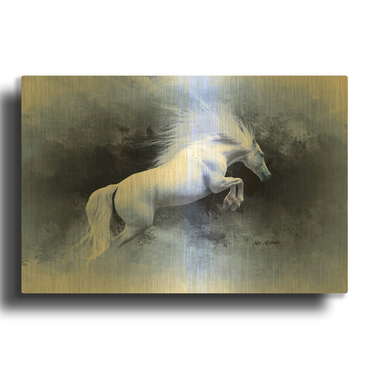 'White Horse' By Ata Alishahi Gold Metal Wall Art