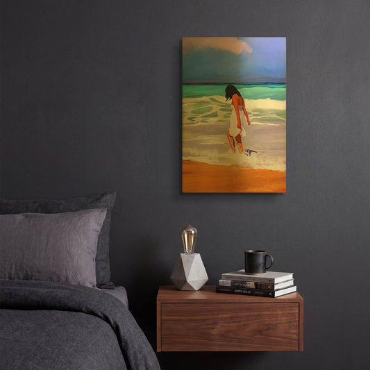 'Beach Day' By Ata Alishahi Gold Metal Wall Art