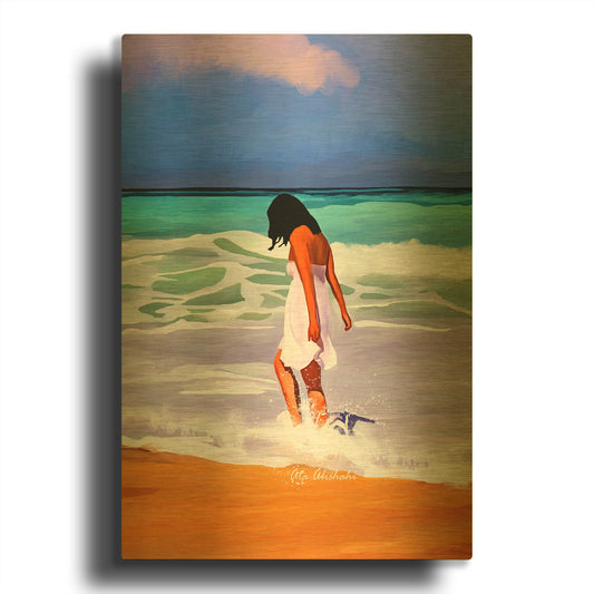 'Beach Day' By Ata Alishahi Gold Metal Wall Art