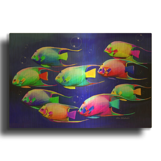 'Colorful Fishes 2' By Ata Alishahi Gold Metal Wall Art