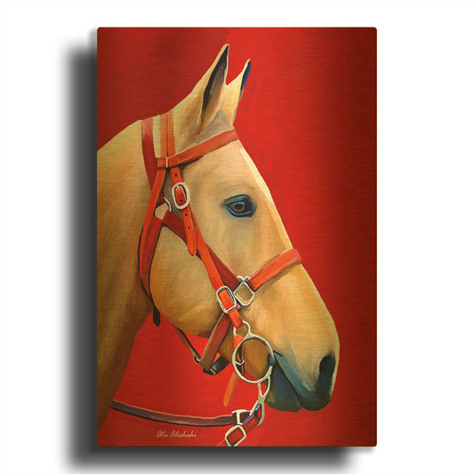 'Horse Portrait' By Ata Alishahi Gold Metal Wall Art