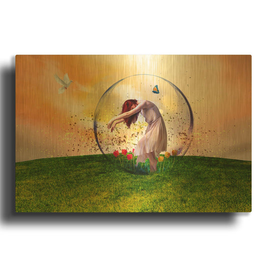 'In the bubble' By Ata Alishahi Gold Metal Wall Art