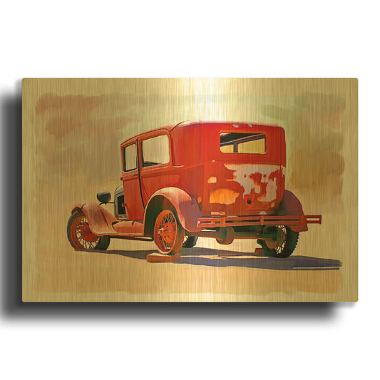 'Old Car' By Ata Alishahi Gold Metal Wall Art