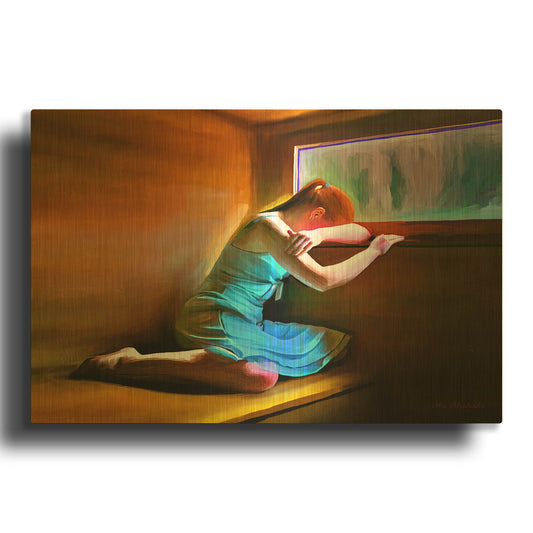 'Sad Girl' By Ata Alishahi Gold Metal Wall Art