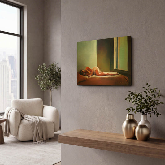 'Sleeping Lady' By Ata Alishahi Gold Metal Wall Art