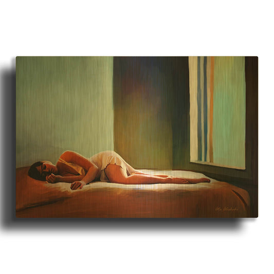 'Sleeping Lady' By Ata Alishahi Gold Metal Wall Art