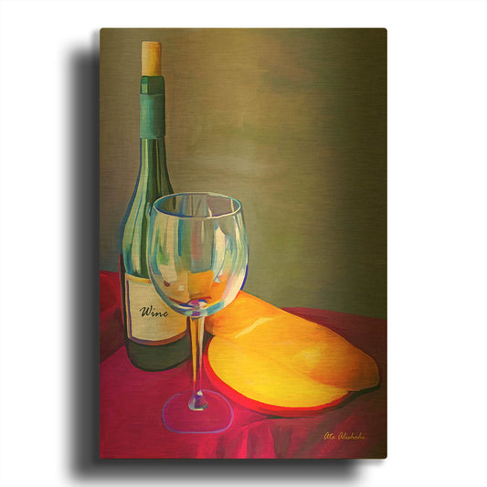 'Wine Bread' By Ata Alishahi Gold Metal Wall Art