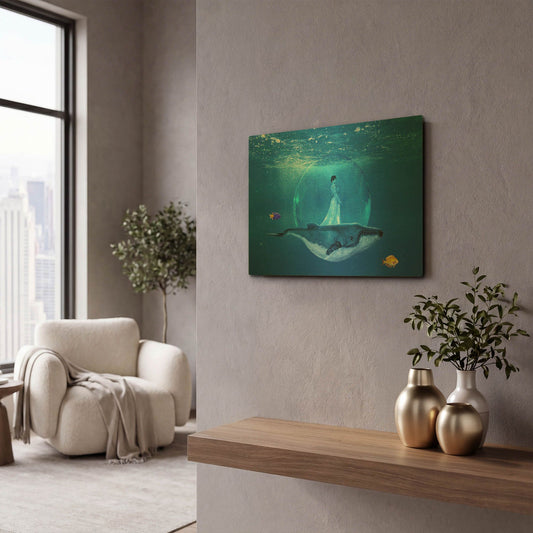 'Ocean World 3' By Ata Alishahi Gold Metal Wall Art