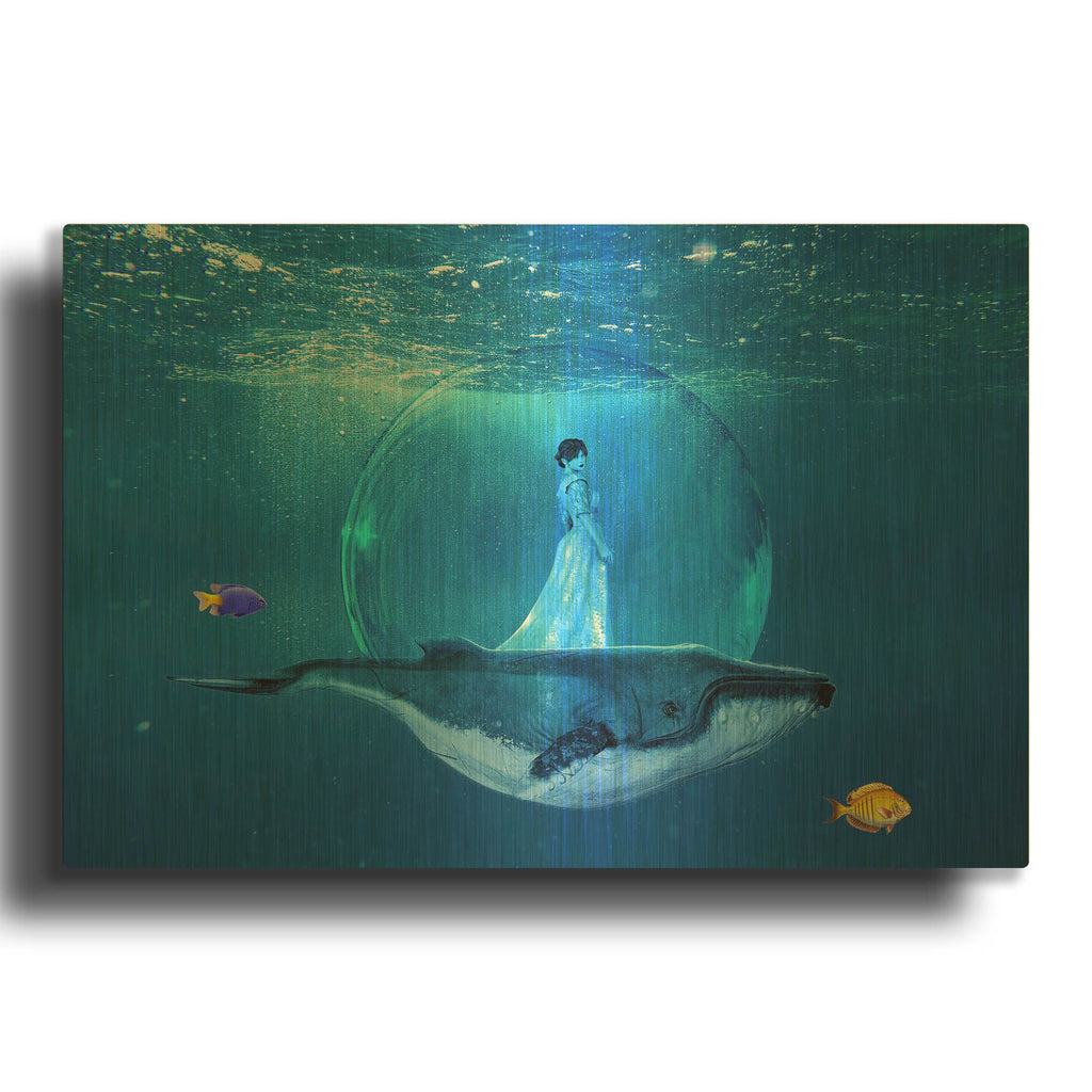 'Ocean World 3' By Ata Alishahi Gold Metal Wall Art