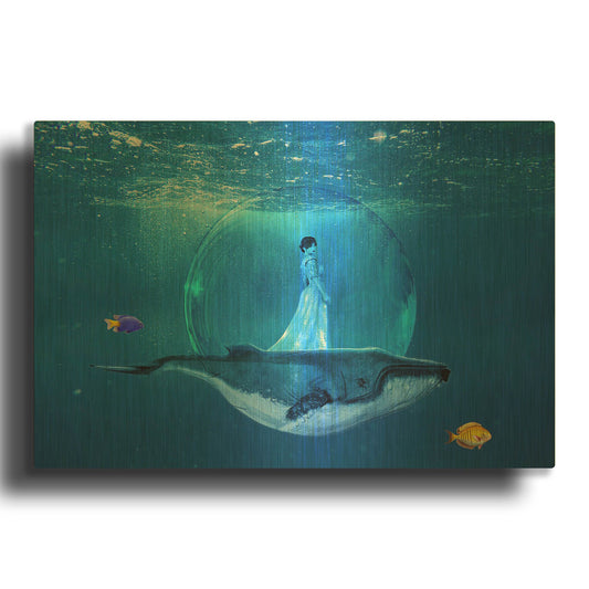 'Ocean World 3' By Ata Alishahi Gold Metal Wall Art