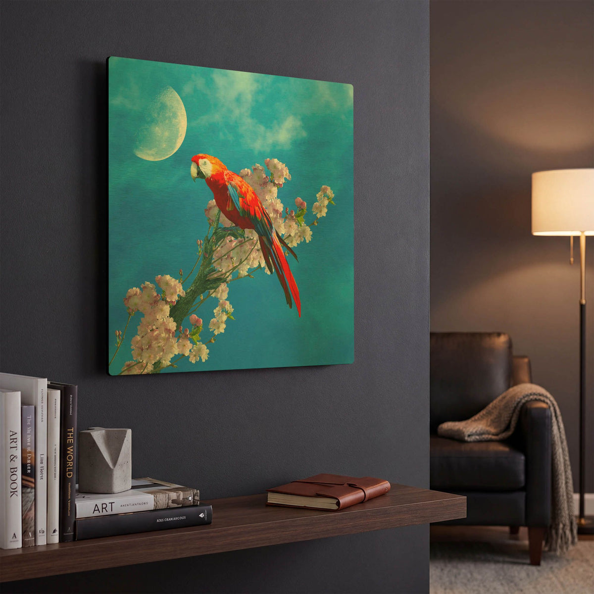 'Red Parrot' By Ata Alishahi Gold Metal Wall Art
