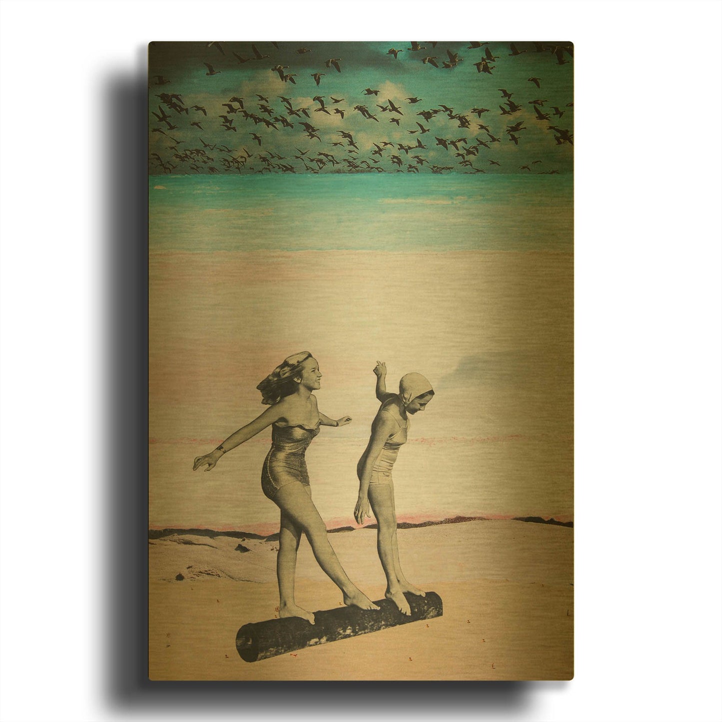 'Beach Girls Women' By DB Waterman Gold Metal Wall Art