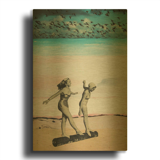 'Beach Girls Women' By DB Waterman Gold Metal Wall Art