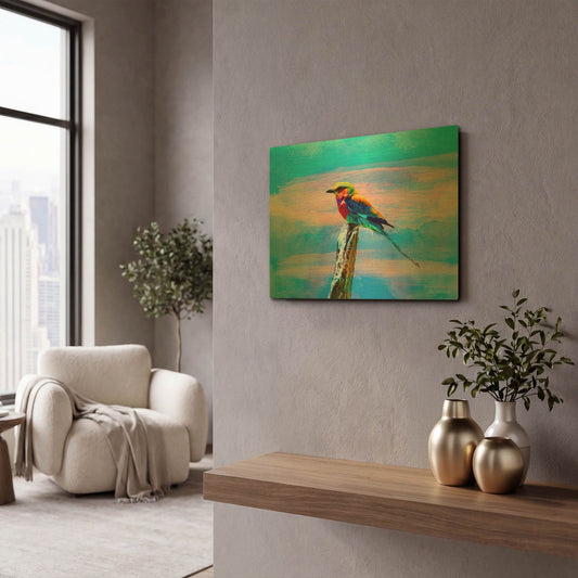 'Blue Bird 2B' By Ata Alishahi Gold Metal Wall Art