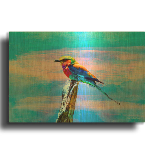 'Blue Bird 2B' By Ata Alishahi Gold Metal Wall Art