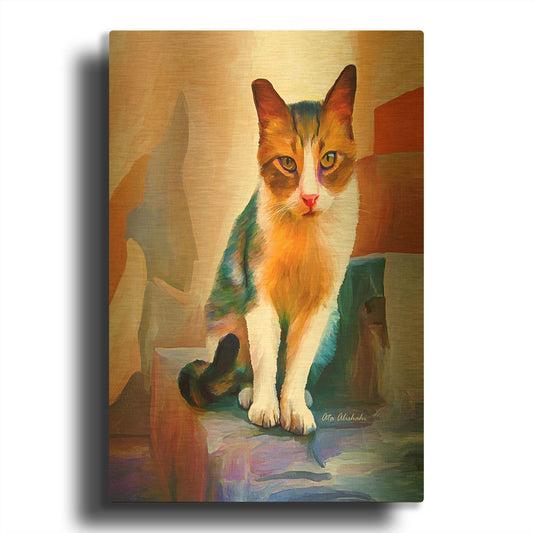 'Cat 1A' By Ata Alishahi Gold Metal Wall Art