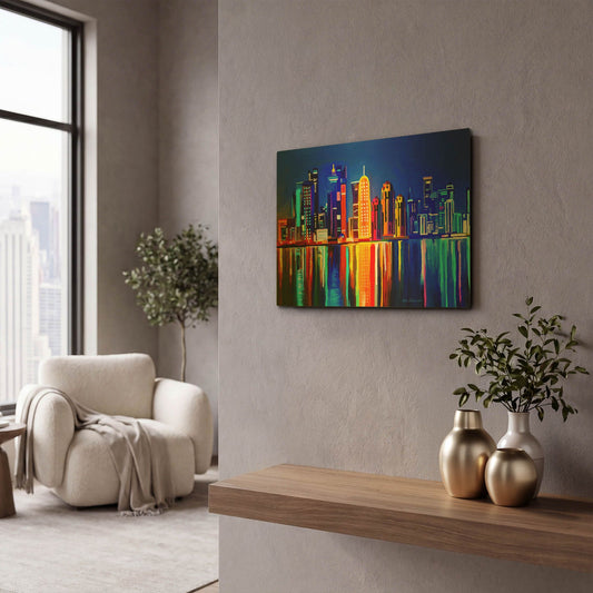 'City light' By Ata Alishahi Gold Metal Wall Art