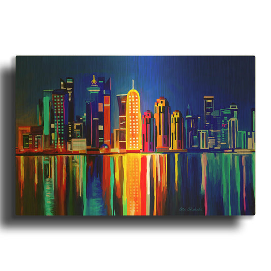 'City light' By Ata Alishahi Gold Metal Wall Art