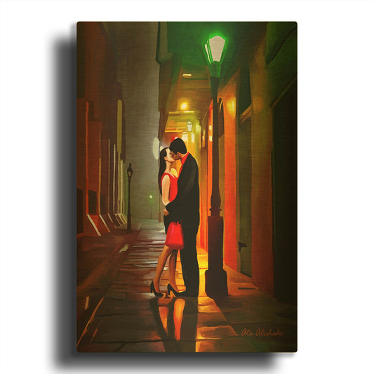 'Kissing Goodnight' By Ata Alishahi Gold Metal Wall Art