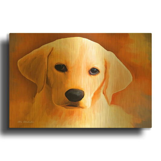 'Puppy' By Ata Alishahi Gold Metal Wall Art