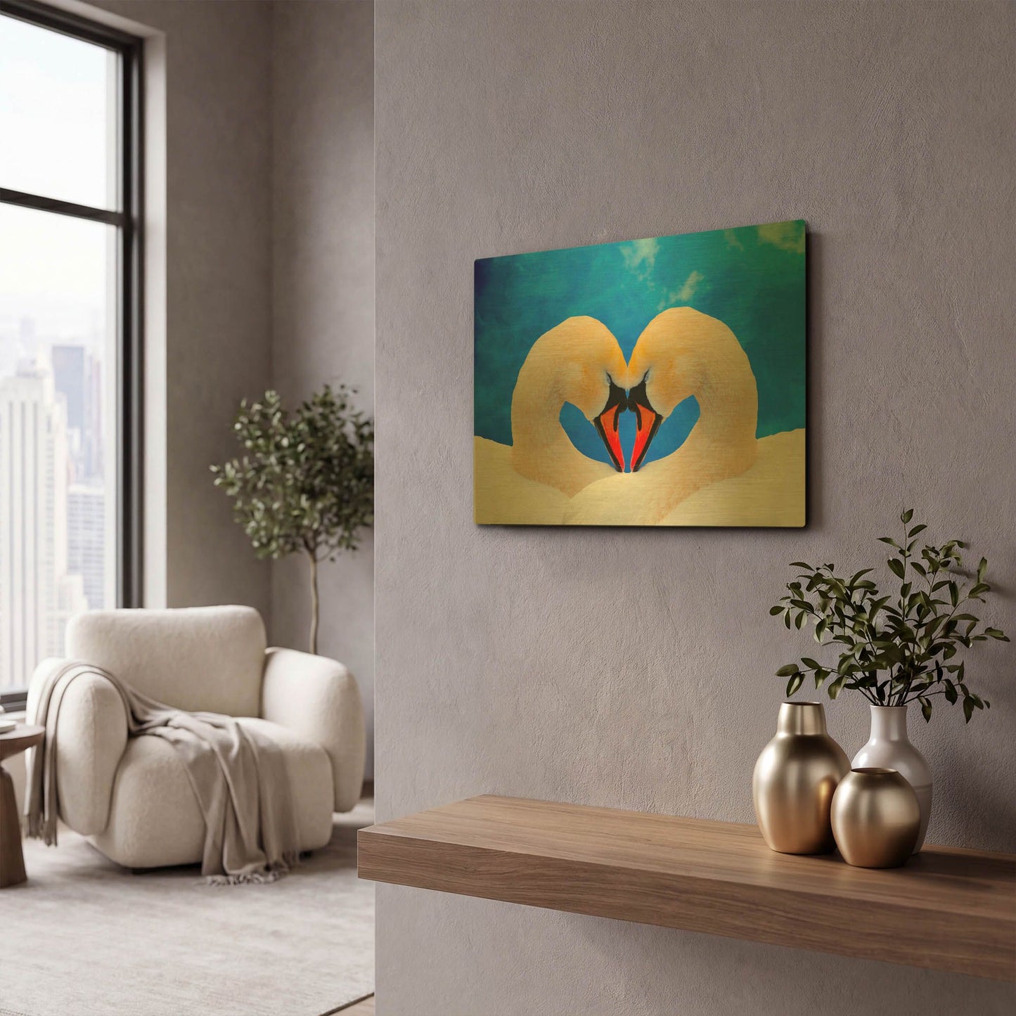 'Soul mate' By Ata Alishahi Gold Metal Wall Art
