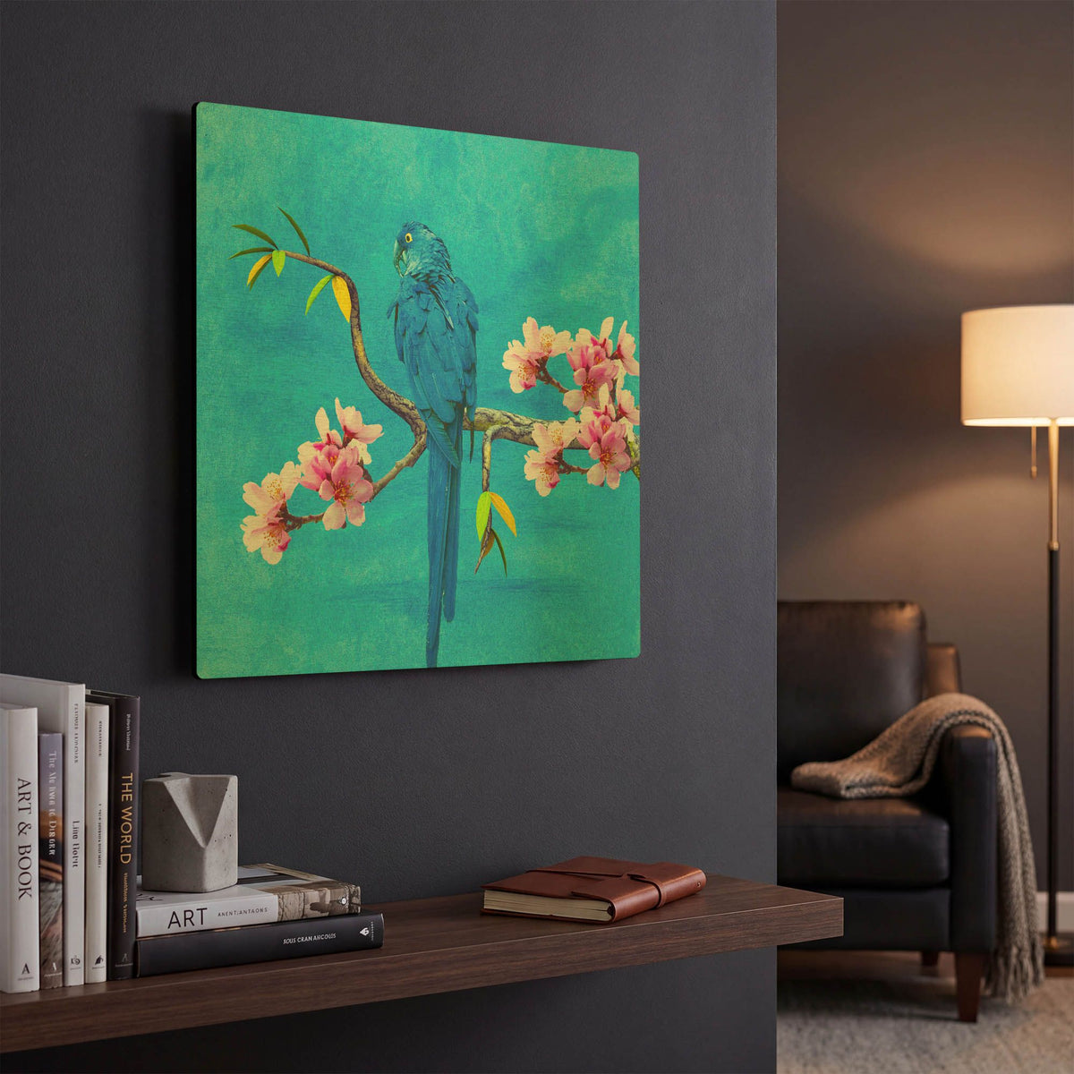 'Spring Bird And Flower' By Ata Alishahi Gold Metal Wall Art