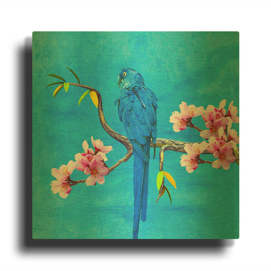 'Spring Bird And Flower' By Ata Alishahi Gold Metal Wall Art