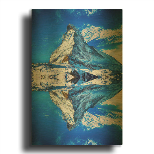 'Mountain Reflection' By Ata Alishahi Gold Metal Wall Art