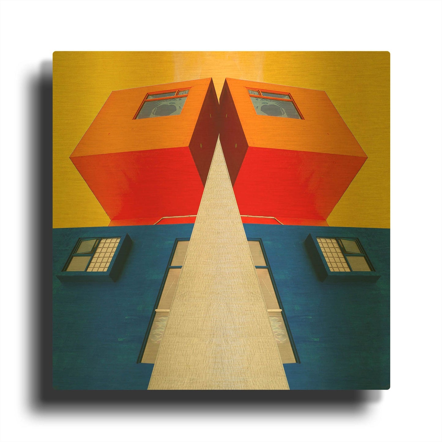 'Geo House' By Ata Alishahi Gold Metal Wall Art