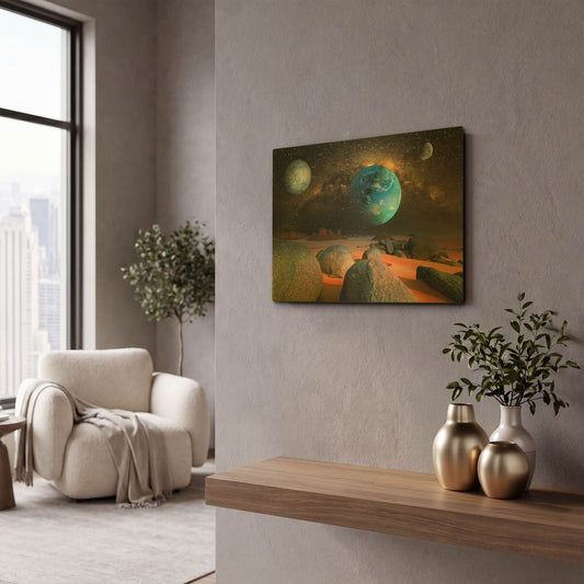 'Planets' By Ata Alishahi Gold Metal Wall Art