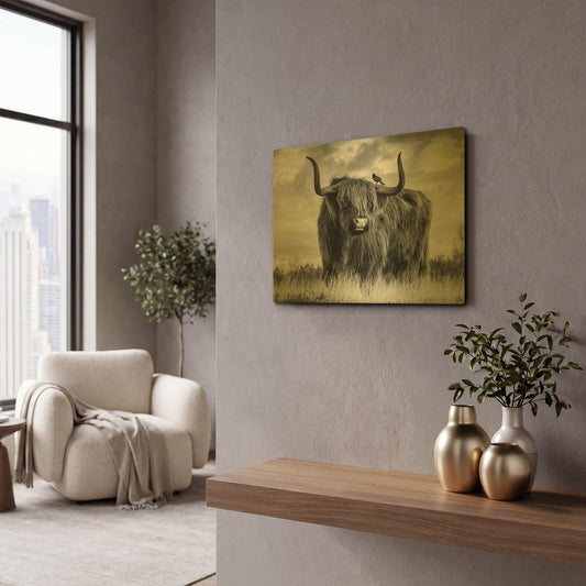 'A Bull' By Ata Alishahi Gold Metal Wall Art