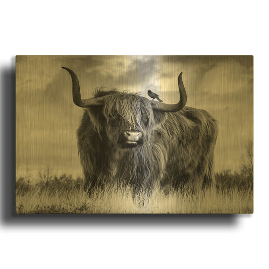 'A Bull' By Ata Alishahi Gold Metal Wall Art