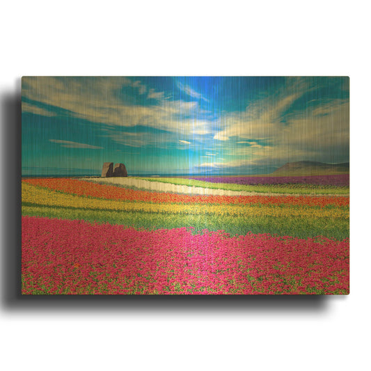 'Colorful Landscape' By Ata Alishahi Gold Metal Wall Art