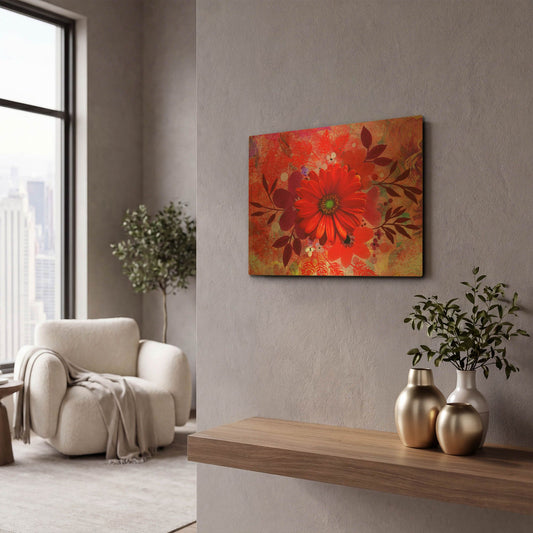 'All-Red' By Ata Alishahi Gold Metal Wall Art