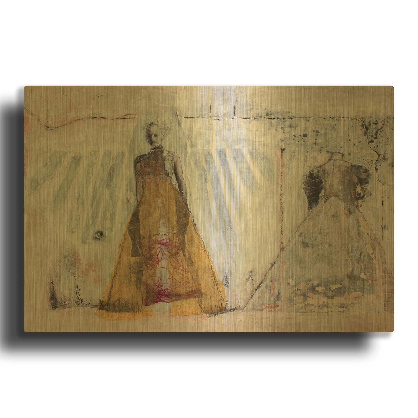 'The Bridal Gown Print Women' By DB Waterman Gold Metal Wall Art