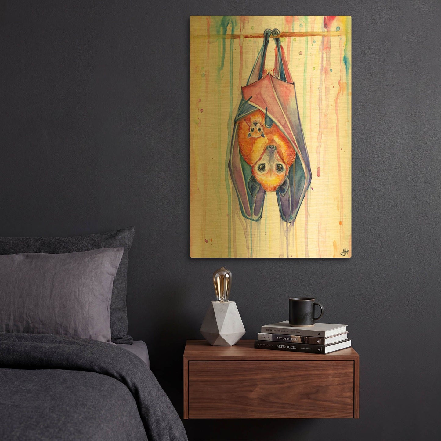 'Buncha Bats' By Marc Allante Gold Metal Wall Art
