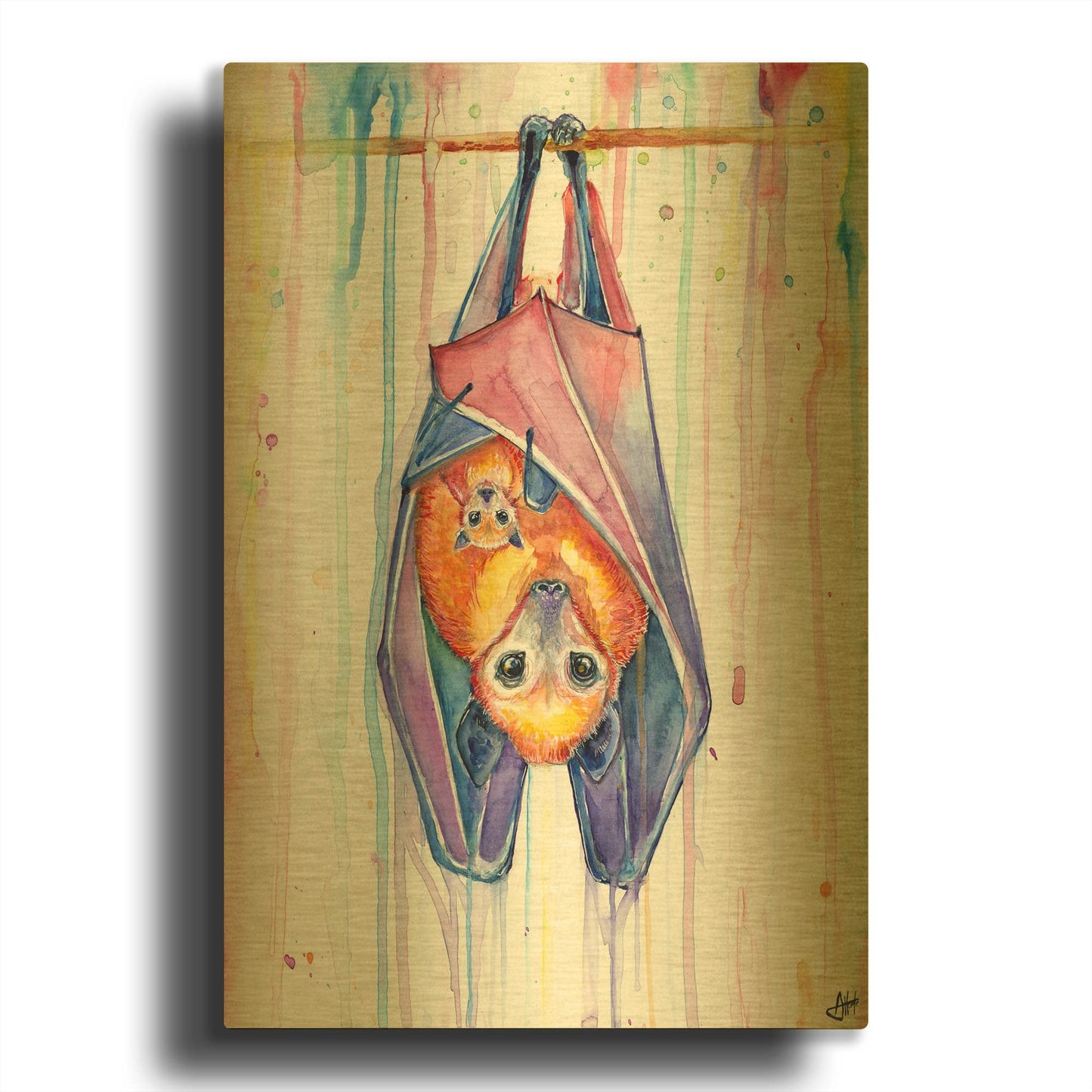 'Buncha Bats' By Marc Allante Gold Metal Wall Art