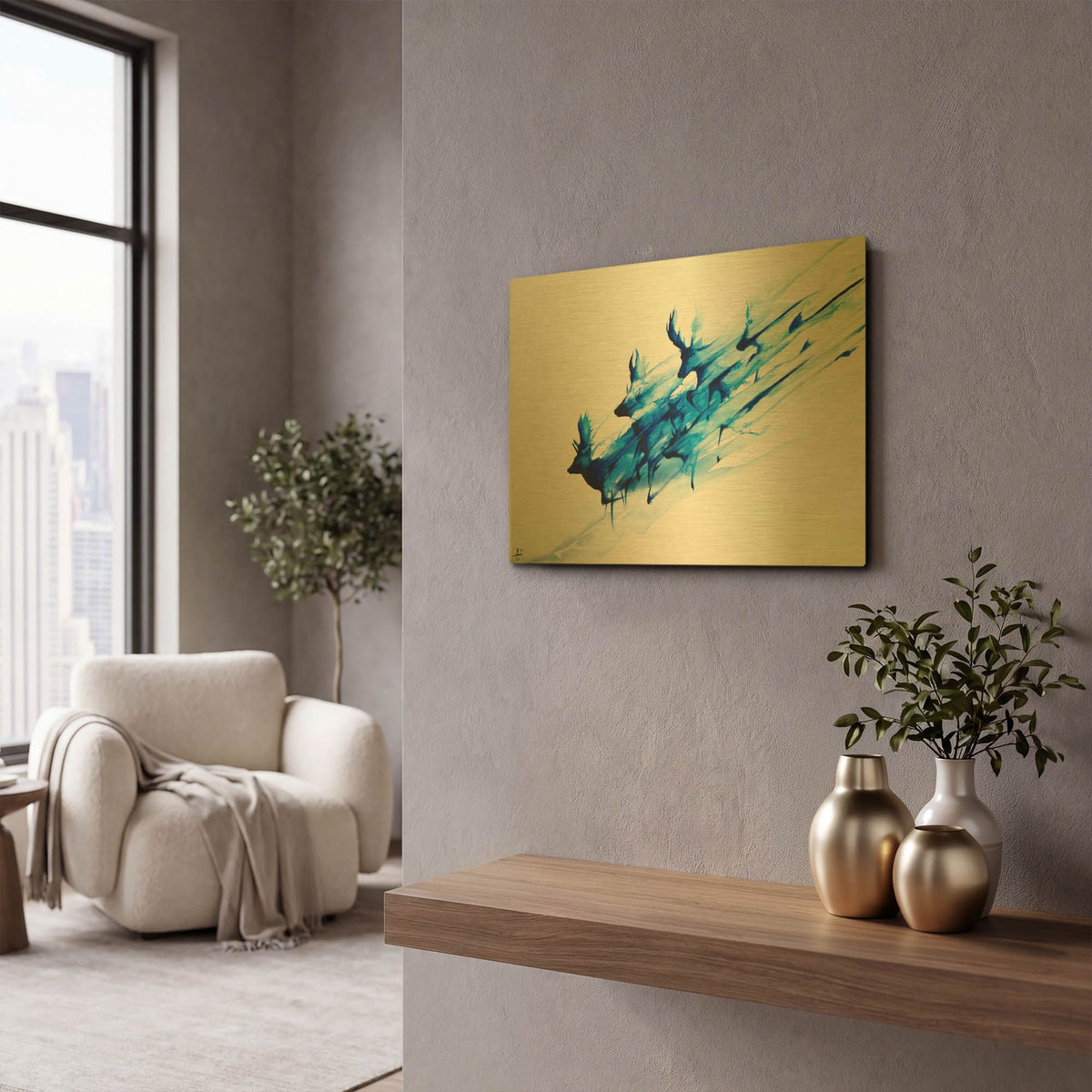 'Caligo' By Marc Allante Gold Metal Wall Art