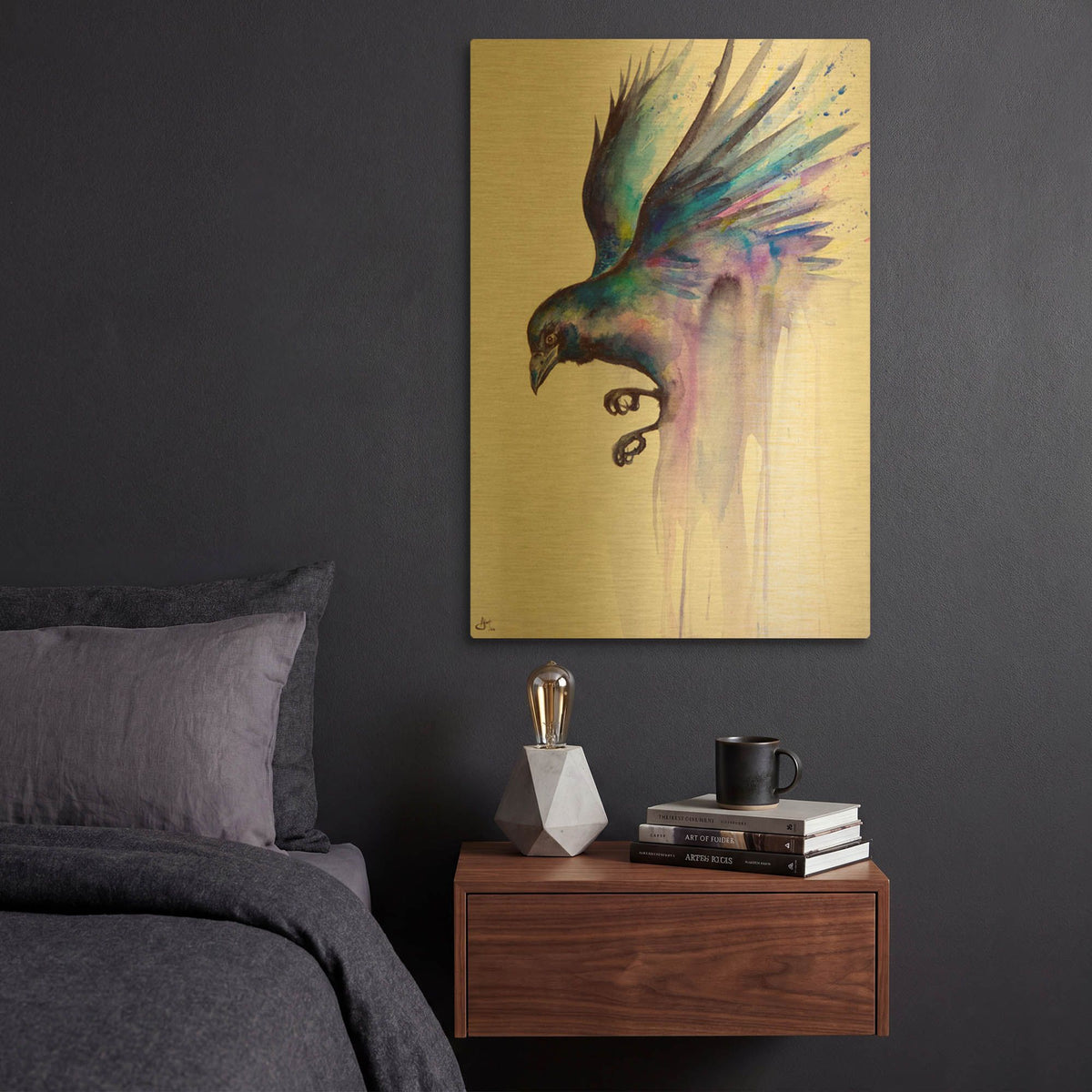 'Nevermore' By Marc Allante Gold Metal Wall Art