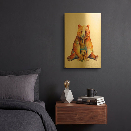 'Bear Necessities' By Marc Allante Gold Metal Wall Art