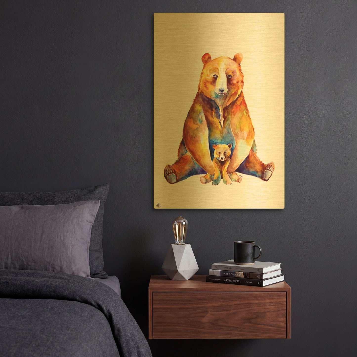 'Bear Necessities' By Marc Allante Gold Metal Wall Art