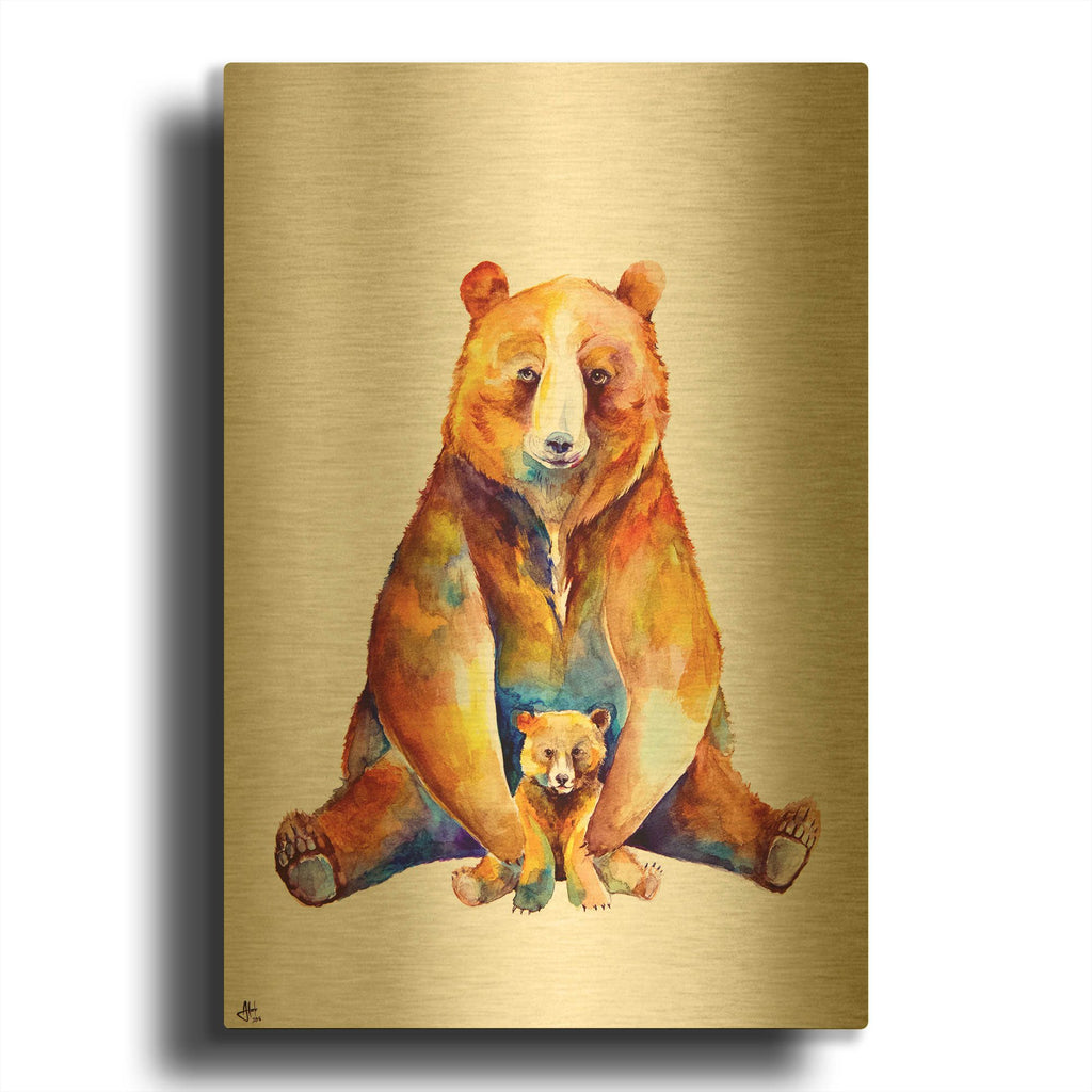 'Bear Necessities' By Marc Allante Gold Metal Wall Art