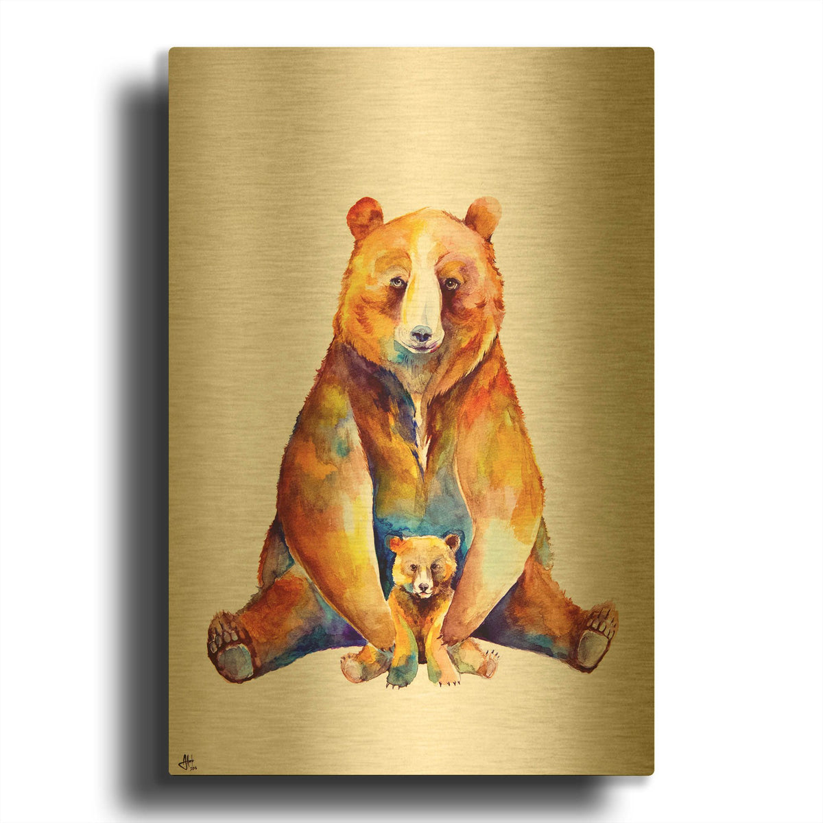 'Bear Necessities' By Marc Allante Gold Metal Wall Art