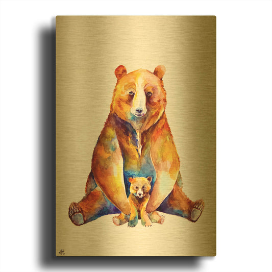'Bear Necessities' By Marc Allante Gold Metal Wall Art