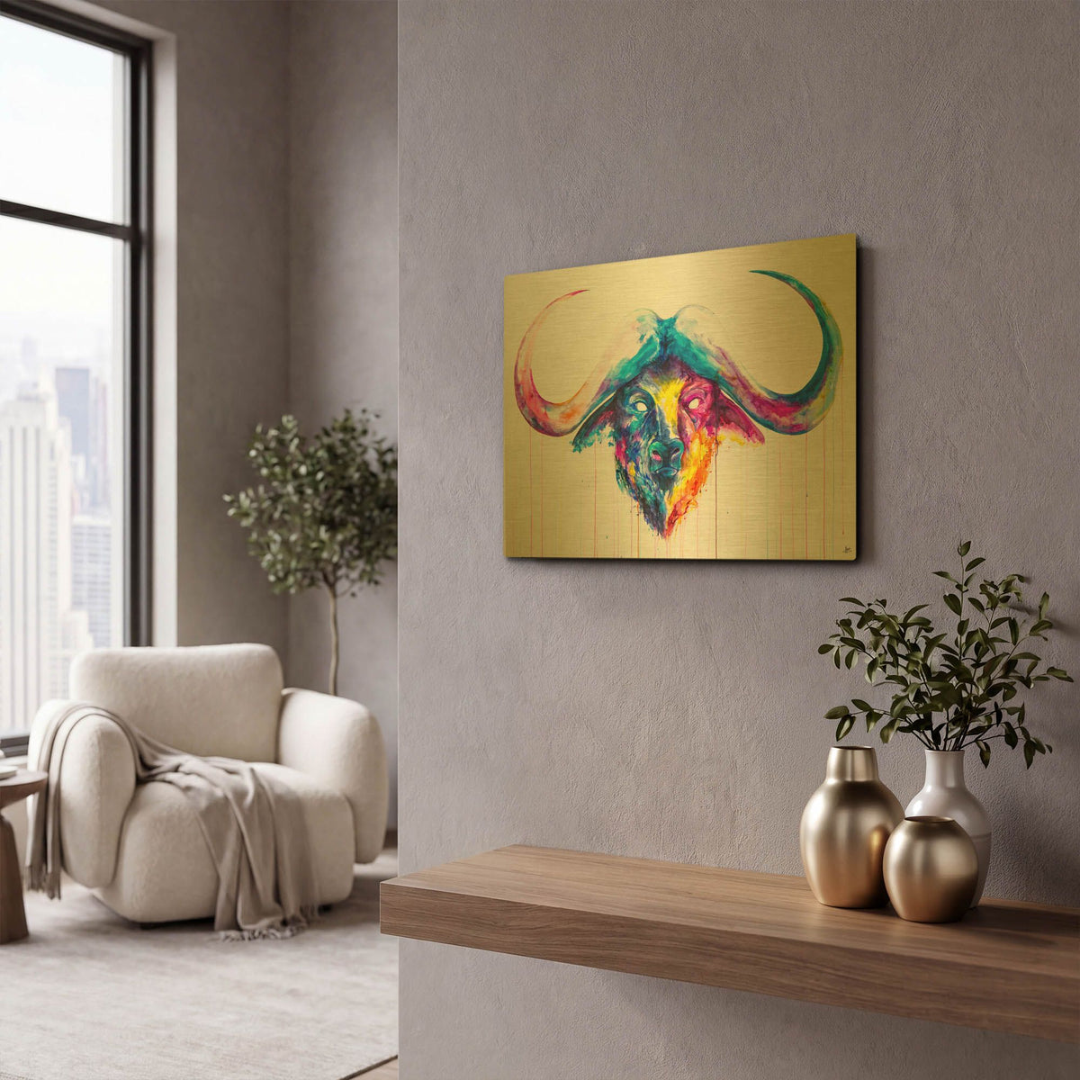 'Bastion' By Marc Allante Gold Metal Wall Art