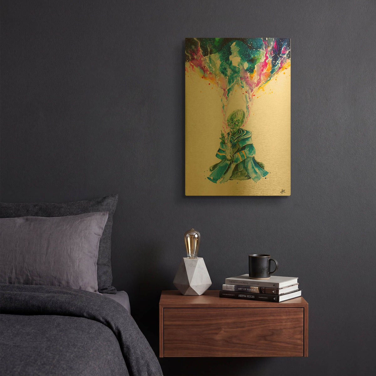 'Alien Dabbing' By Marc Allante Gold Metal Wall Art