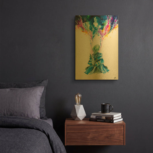 'Alien Dabbing' By Marc Allante Gold Metal Wall Art