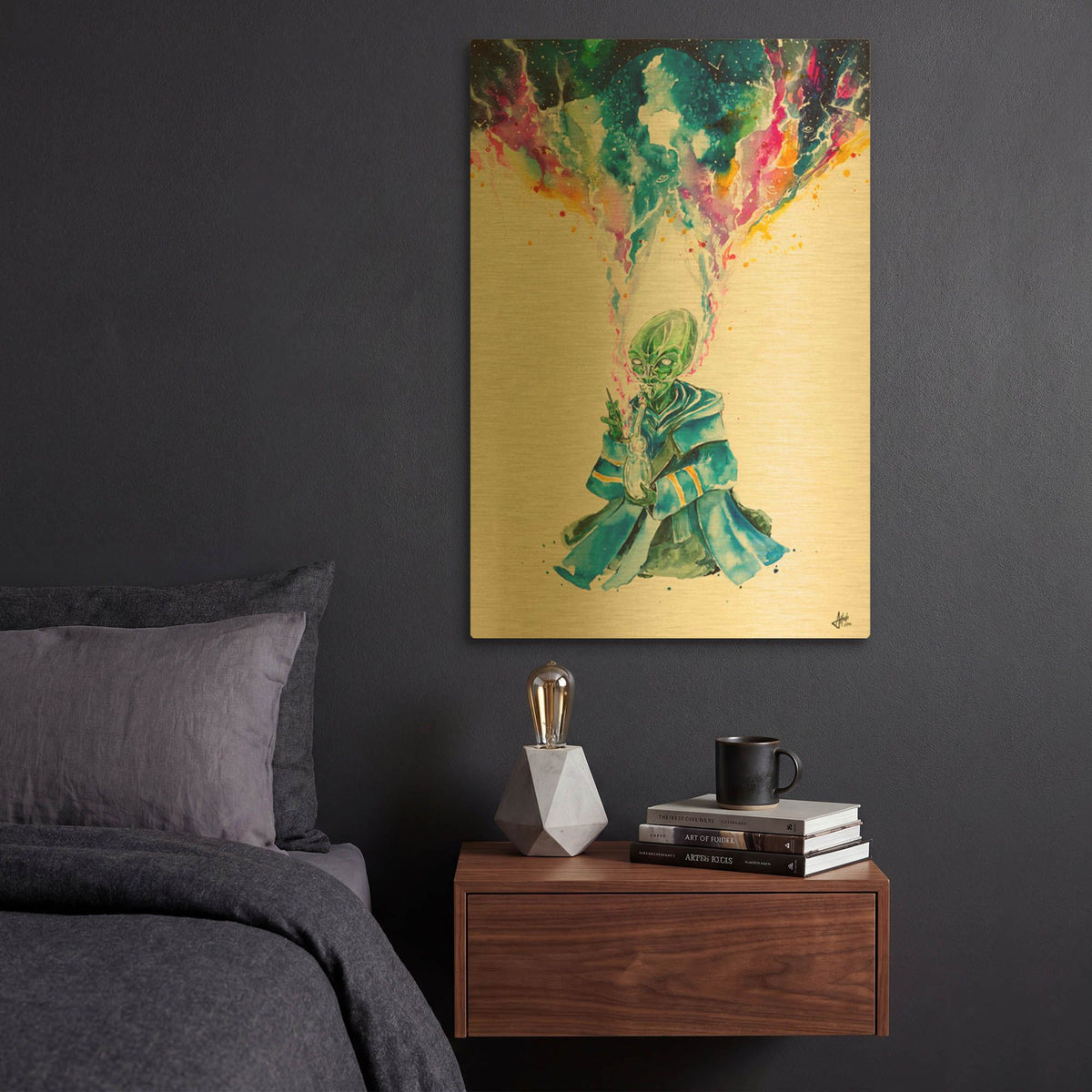 'Alien Dabbing' By Marc Allante Gold Metal Wall Art